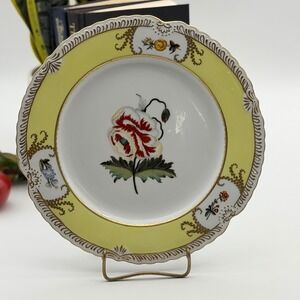 Vintage Chelsea House Floral Scalloped Decorative Plate Yellow Gold Trim 10.5"